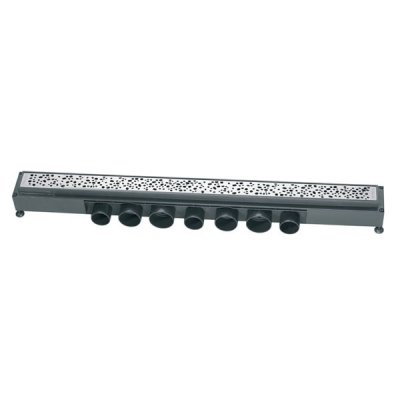 Caniveau de douche grille inox EXPRESS EAU gouttes d'eau 90x4.3x8 cm