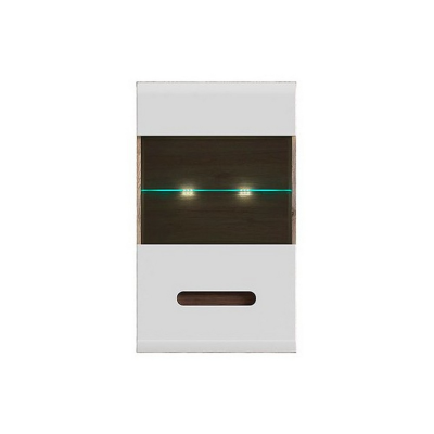 ARMOIRE VITREE SUSPENDUE AZTECA TRIO 1PORTE CHÊNE SAN REMO/BLANC BRILLANT
