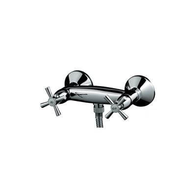 Mélangeur douche laiton RIMINI chromé avec douchette à support orientable et flexible