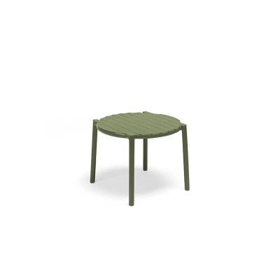 Table polypropylène et fibre de verre traité anti-UV DOGA Vert agave avec patins anti-dérapants diamètre 50 cm
