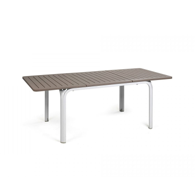 Table DurelTOP en polypropylène traité anti-UV ALLORO Blanc/Tortora extensible 73x140-210x100 cm