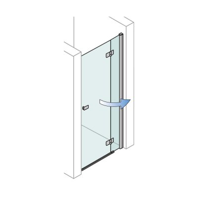 Porte de douche verre trempé CRISTAL chromé droite entre 3 murs 90x185 cm