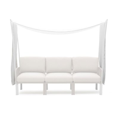 Pare soleil polypropylène et fibre de verre traité anti UV KOMODO 3 places Blanc avec voilage 187x165x92 cm