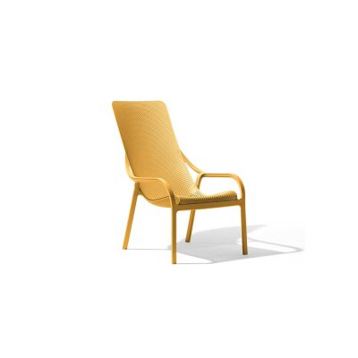 Chaise polypropylène et fibre de verre traité anti UV NET lounge Jaune senape 99x61,5x90 cm.