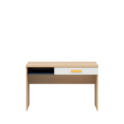 Bureau WESKER chêne polonais/ bleu marine/ blanc brillant 1 tiroir 120x59x75,5 cm