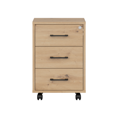 Bloc tiroirs roulant SPACE OFFICE chêne rustique 3 tiroirs 42x62,5x37 cm