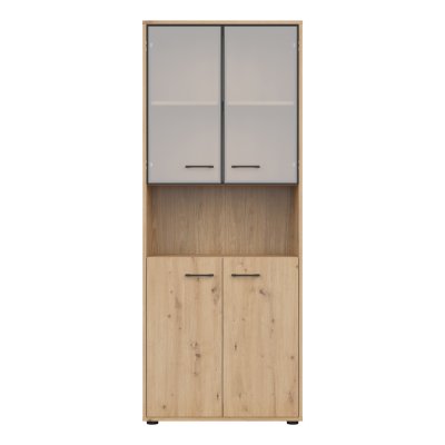 Bibliothèque SPACE OFFICE chêne rustique/ noir matt 4 portes 80x202,5x37,5 cm