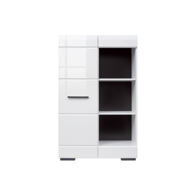 Bibliothèque FEVER blanc brillant/ noir 80x128x38 cm 1 porte