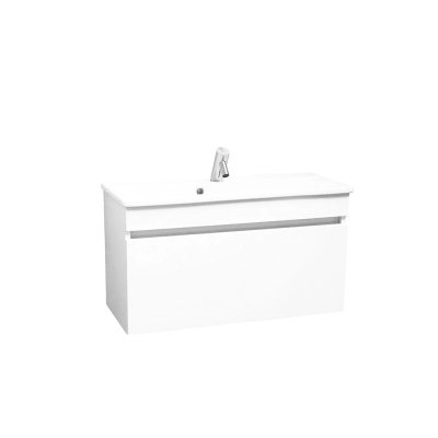 Pack Vasque semi encastré LOOK blanc 83x36 cm avec meuble blanc AGT 1 tiroir