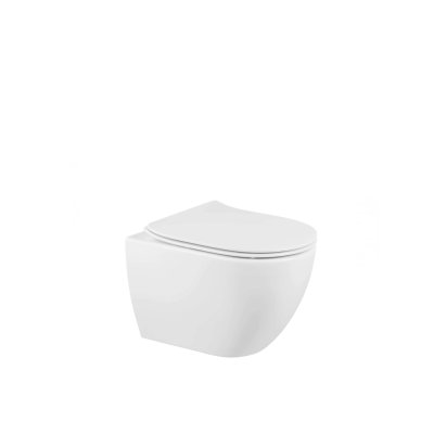 Pack cuvette suspendue SANIBOLD Rimflush Blanc abattant slim easyclip