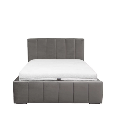 Lit tapissé ALLOS gris RAIN 31 140x200 cm (Traverses incluses)