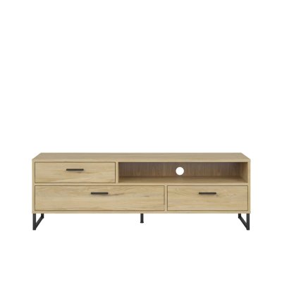 Meuble TV RAMLA frêne 152x53x46 cm 3 tiroirs