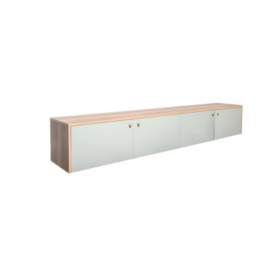 Meuble KOMPO L240 caisson noir façades vert habillage bois mat