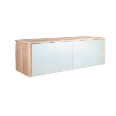 Meuble KOMPO L120 caisson noir façades vert habillage bois mat
