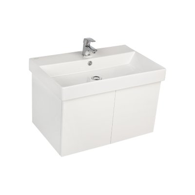 Pack lavabo NOVELDA PLUS 70X45 cm avec meuble deep white 2 portes push 70 cm