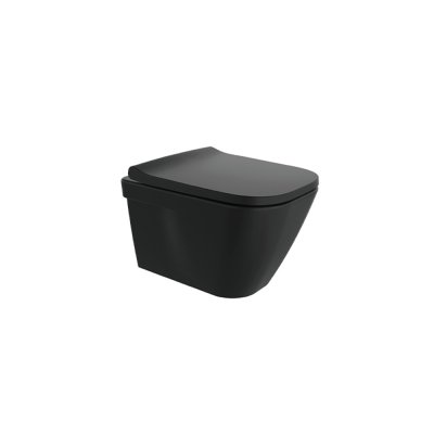 Pack Cuvette suspendue LOOK Rimflush abattant slim clipoff Noir mat