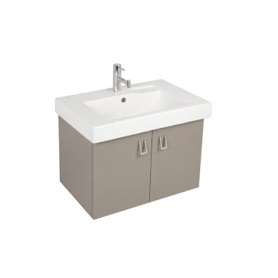 Pack lavabo LINHA 60x45 avec meuble gris brillant dos droit 2 portes